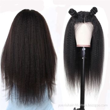 Factory Supply Brazilian Cuticle Aligned Raw Virgin Hair Kinky Straight 13x4 Lace Front Wig Human Hair for Black Women